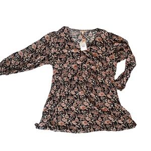 NWT- Knox Rose midi length dress. Black & floral print. Size 3X. 100% rayon.